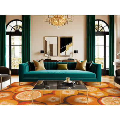  Washable Orange Navel Fruits Area Rug