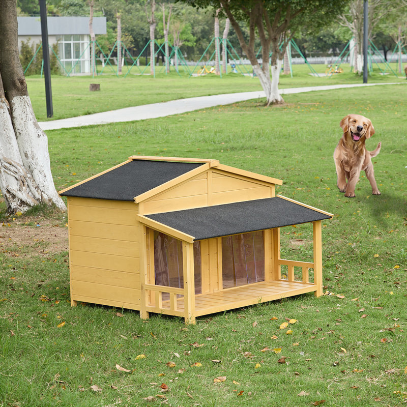 Niche pour chien en bois Danina, H 33 po x l 45,67 po x P 36,62 po, Naturel