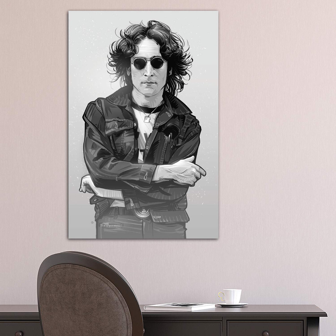 Leinwandbild - Grafikdruck „John Lennon In Black And White” von Nikita Abakumov