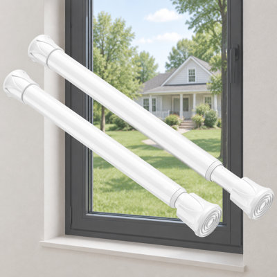 2 Pack White Small Spring Tension Curtain Rods, 8 to 12.5 Inch Thin DIY No-Drill Rods for Slim Window, Cupboard, Closet, and Sidelights