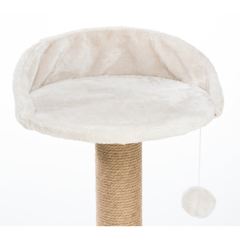 Federico 56" Beige Sisal and Polyester Cat Tower with Hammock