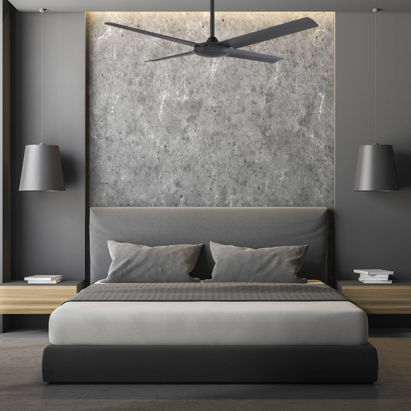 56 po Ventilateur de plafond et télécommande intérieur / extérieur Burslem (4 pales) - paquet de 2, Noir, Noir mat