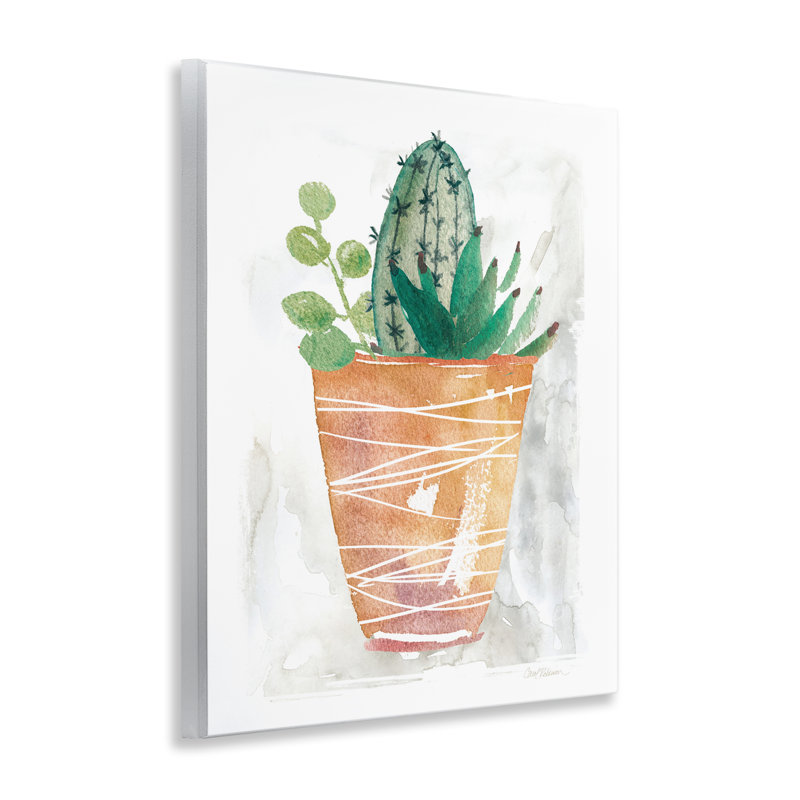 «Cactus & Succulent Vase», art mural sur bois par Carol Robinson
