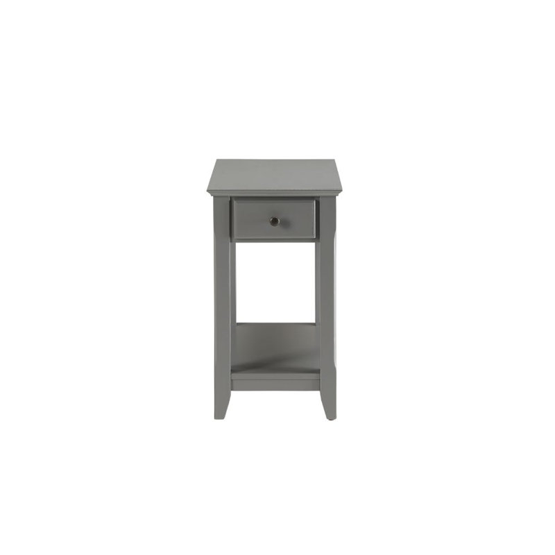 Gray Wooden Rectangular Side Table with Storage