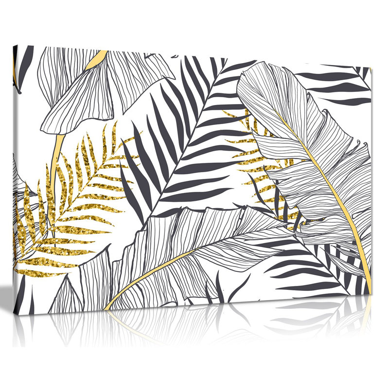 Exotic Tropical Jungle Leaf 1 Piece Wrapped Canvas Wall Art, 31cm H x 46cm W