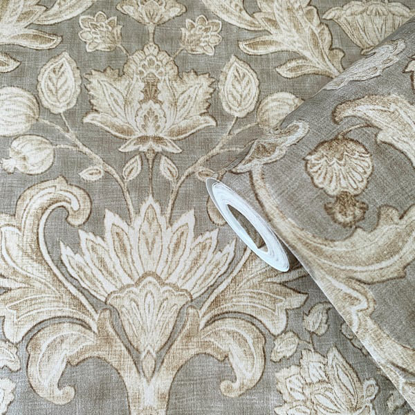 Elegance 10m x 53cm Wallpaper Roll, Bronze Brown