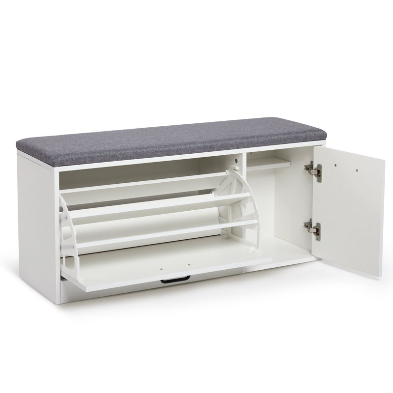 Banc de rangement avec coussin Modern, Blanc