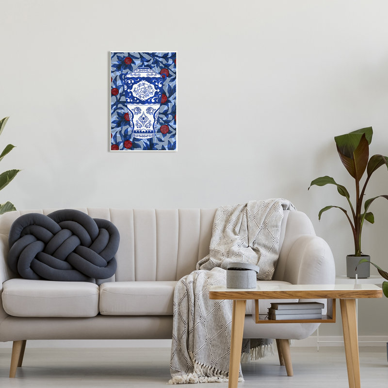 "Ornate Vase" rouge et bleu par Lil 'Rue, impression, L 13 po x H 19 po x P 0,5 po, Mdf