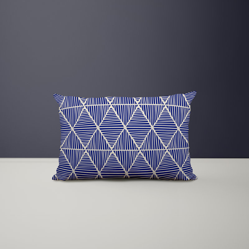 Polyester Lumbar Rectangular Indoor/Outdoor Pillow Cover & Insert, Navy Blue