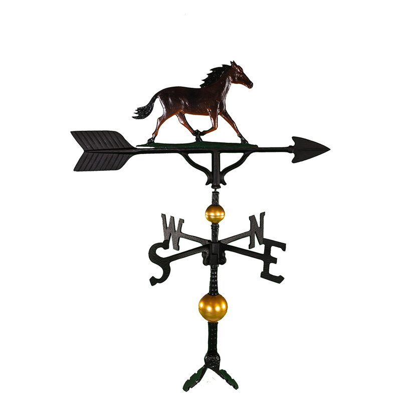 32-Inch Black and Brown Aluminum Horse Weathervane