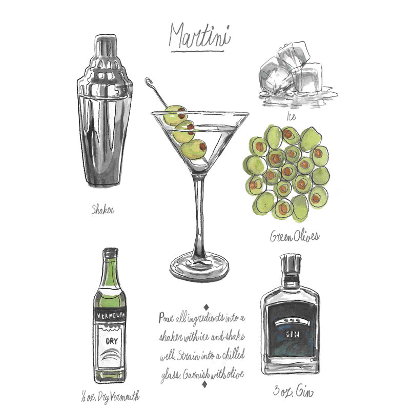 Cocktail classique - Martini, H 18 po x l 12 po