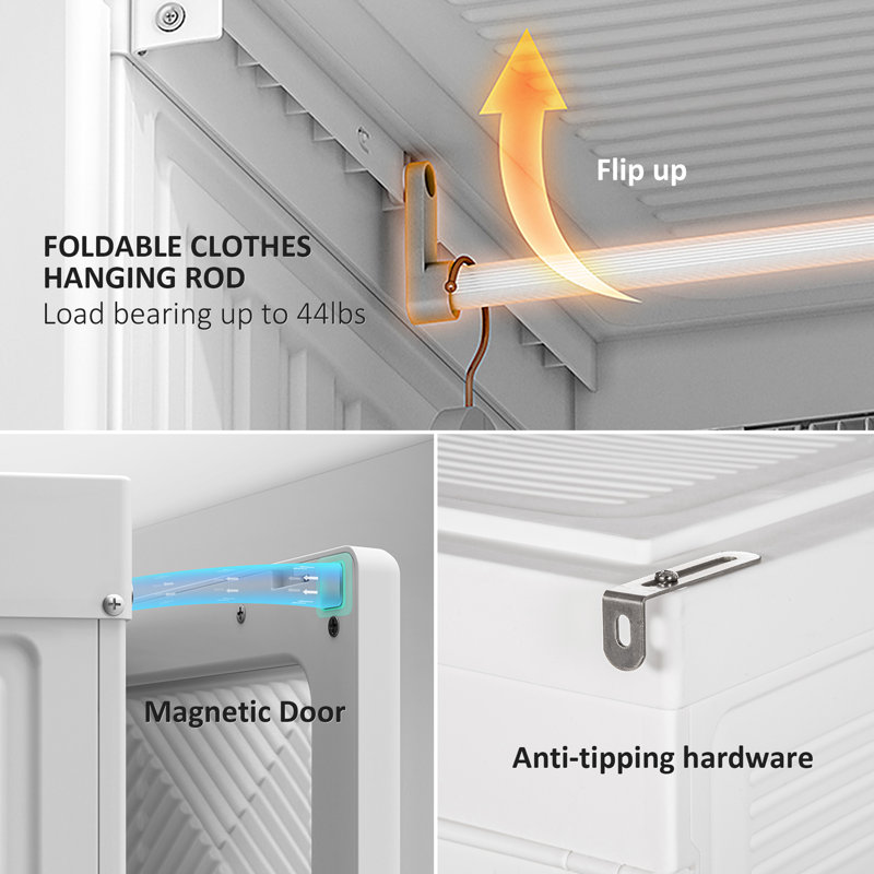White Modular Portable Wardrobe Closet with Cube Compartments