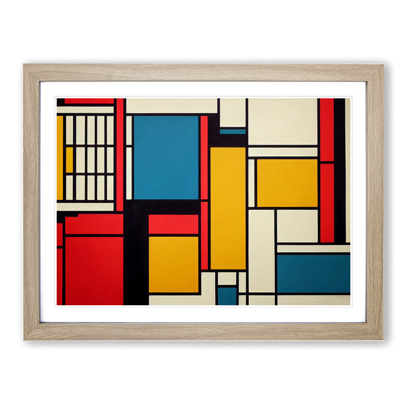 Abstract Cubism Art Vol.2 - Framed Print, 46cm H x 64cm W x 2cm D, Oak