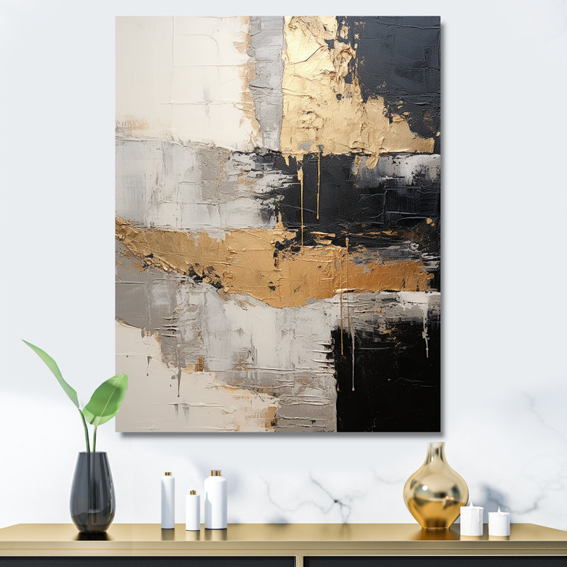 «Grey Gold Minimalisme Poteries I», reproduction, H 32 po x l 24 po x P 1 po, Toile tendue