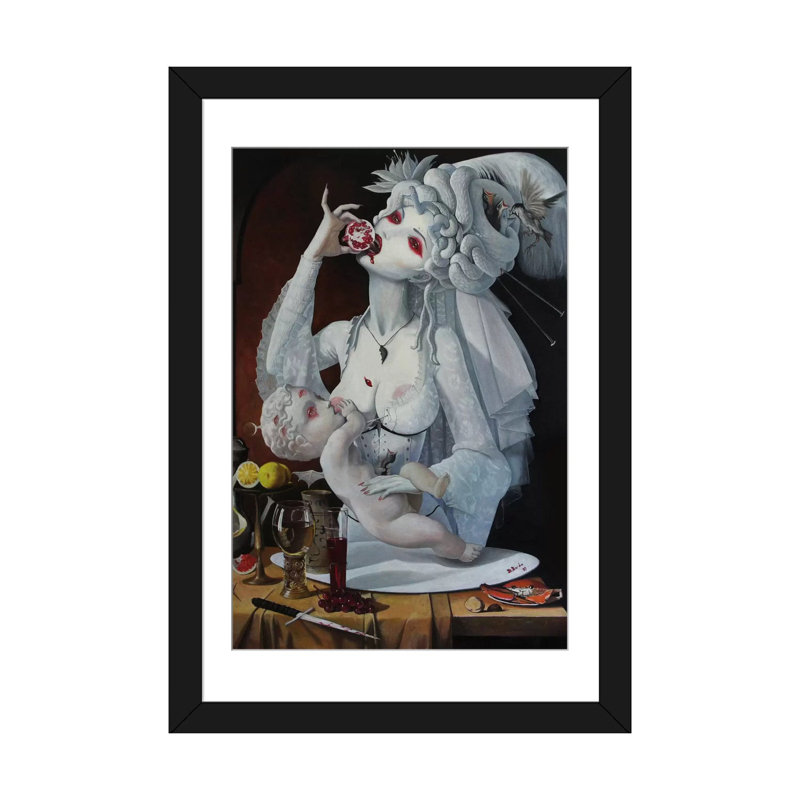 « the poursuite of joie », impression sur toile, H 24 po x l 16 po x P 1 po, Papier beaux-arts encadré noir, Blanc