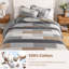 Ensemble de couvre-lit matelassé surdimensionné 100% coton à rayures DDUOXIN - 1 couvre-lit avec 2 taies décoratives-113754251
