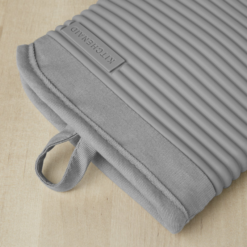 KitchenAid Ribbed Soft Silicone Oven Mitt, Gray