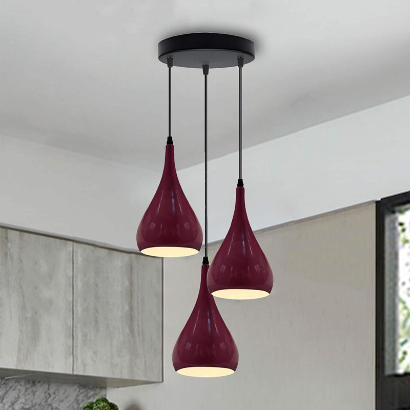 3 - Light Teardrop Pendant, Burgandy
