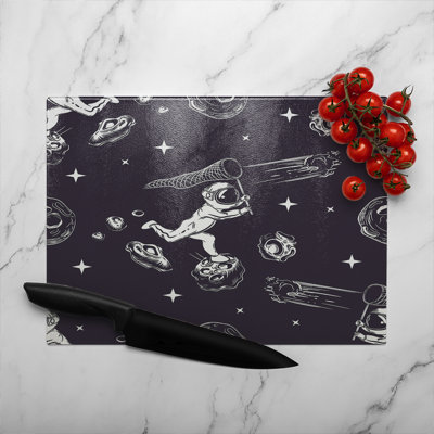 Astronaut Catches A Comet Glass Chopping Board