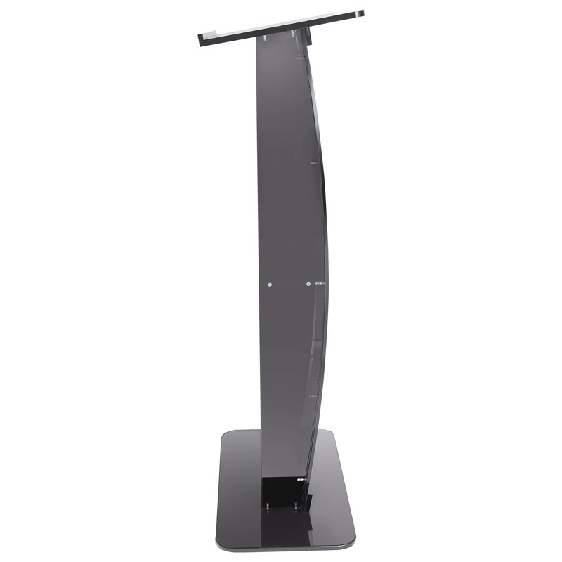 Black Acrylic 47" Podium Stand with Storage Shelf