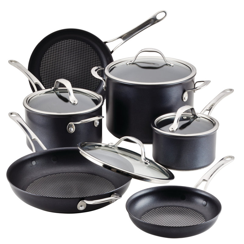 Anolon X Hybrid Nonstick Cookware Induction Pots and Pans Set, 10 Piece