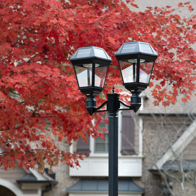 Imperial III Commercial Double Head Solar Post Light with Dual Color Temperature and 3" Fitter
