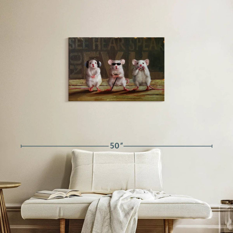 Three Wise Mice, 20" H x 30" W