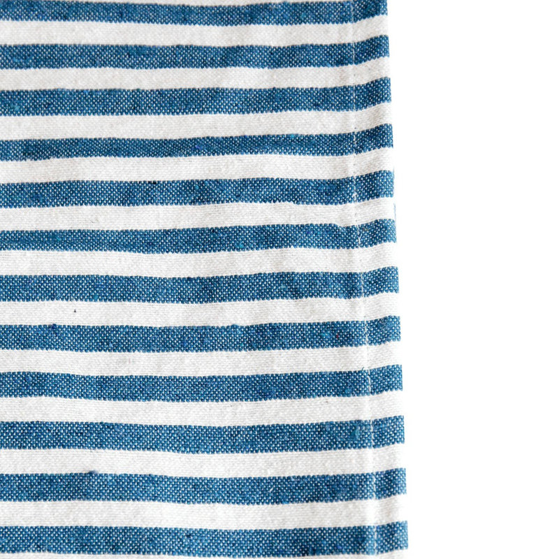 Couverture douce en coton 1pc, Rayé bleu / blanc