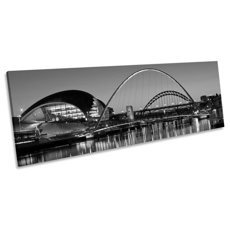 Newcastle Tyne Bridges River City - Wrapped Canvas Panoramic Print, 30.48cm H x 91.44cm W x 2cm D