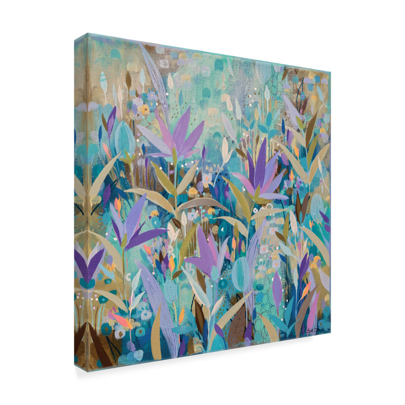 « purple jardin abstract modern », reproduction de peinture à l’acrylique sur toile tendue, H 35 po x l 35 po x P 2 po