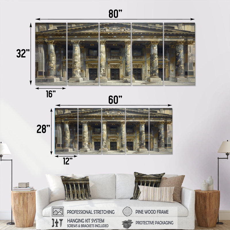 Or gris architecturale Marvel Banks - ensemble de reproductions d'art mural Banks, H 28 po x l 60 po