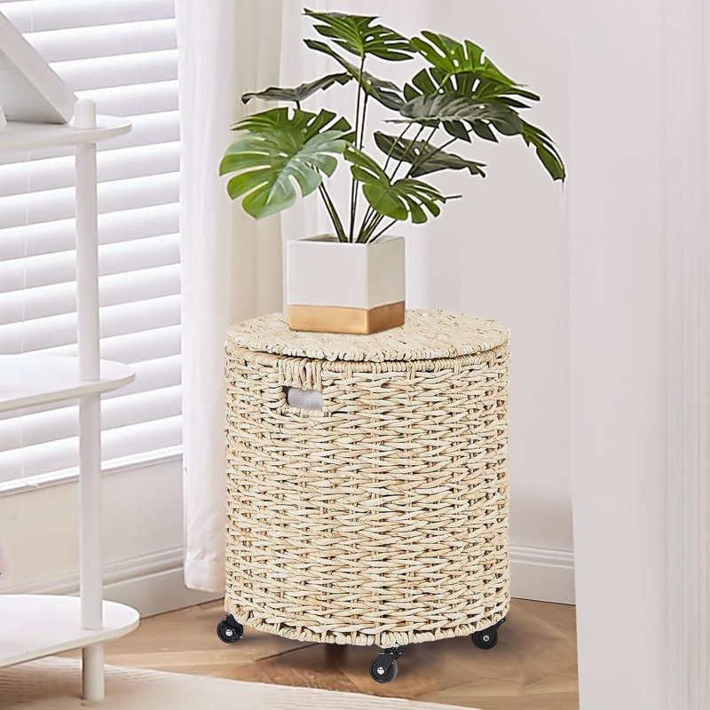 Rolling Laundry Hamper, White