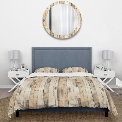 Ensemble de housse de couette beige et rustique en bois Countyhome
