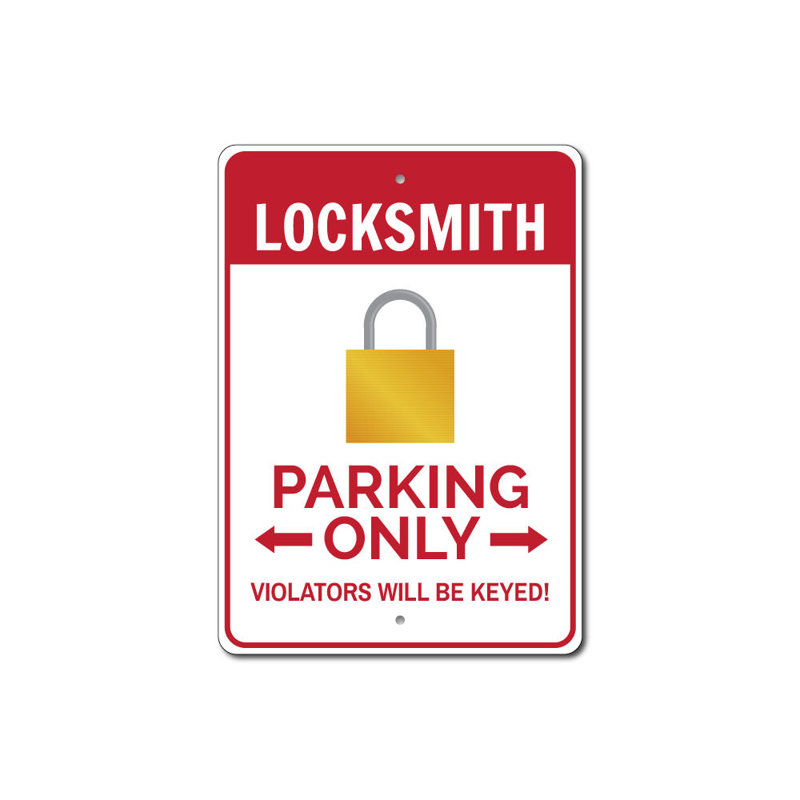 Enseigne en aluminium Locksmith, H 10 po x l 14 po x P 0,04 po