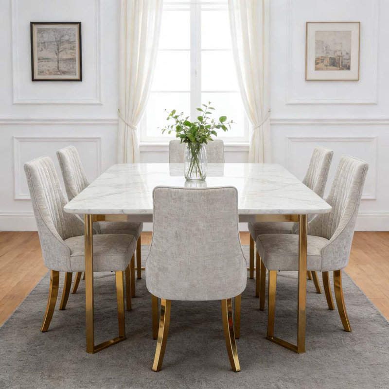 Chaises de salle à manger en chenille, Beige