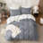 Solayne 100% Washed Cotton Duvet Cover Set with Faux Hemp Texture, Solid Color, Zipper Closure and Corner Ties-111685179-111685178