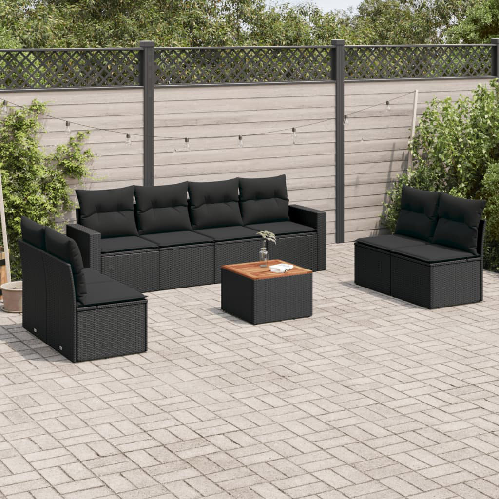 9-Tlg. Garten-Sofagarnitur Mit Kissen Poly Rattan