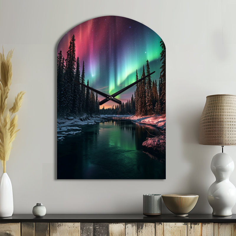 Yukon Northern Lights Beauty IV - Canada - Horloge murale asymétrique, Moyenne