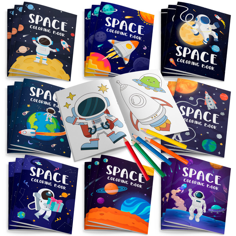 Mini-livres à colorier pour l'espace en vrac, 24 pièces