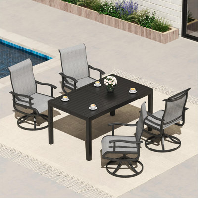 Stylish 4-Piece Outdoor Swivel Dining Set - 330 Lbs Capacity & Weatherproof Design