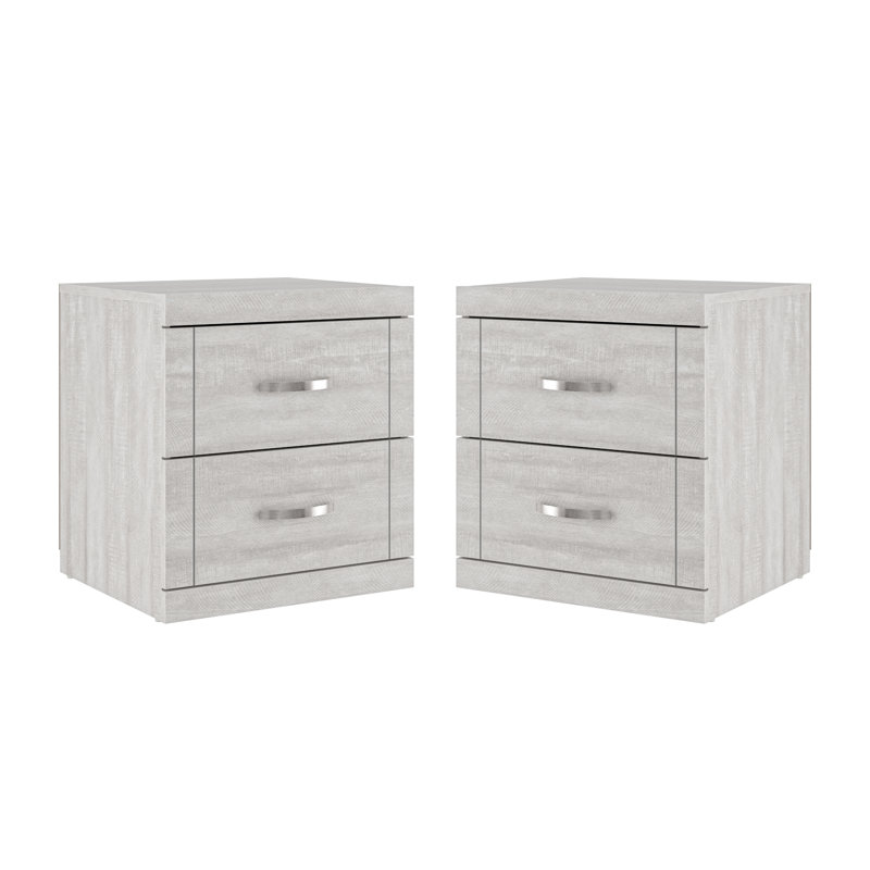 Avigail 20.31" 2 Drawer Nightstand, Gray, Set of 2