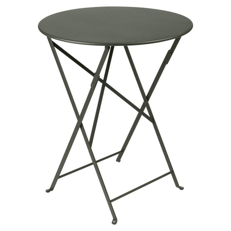 Bistro Round Metal Folding Outdoor Bistro Table With Umbrella Hole , in. W in. D, Rosemary, 29" H x 24" W x 24" L
