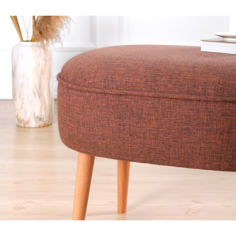 Pouf bohémien avec pieds en bois, rouge tuile, 24,8 po x 18,5 po x 17,3 po | Housse 100% lin, 35 éponges orthopédiques, hauteur 6,0 cm | Parfait pour les décors scandinaves et du sud-ouest, sièges élégants et confortables