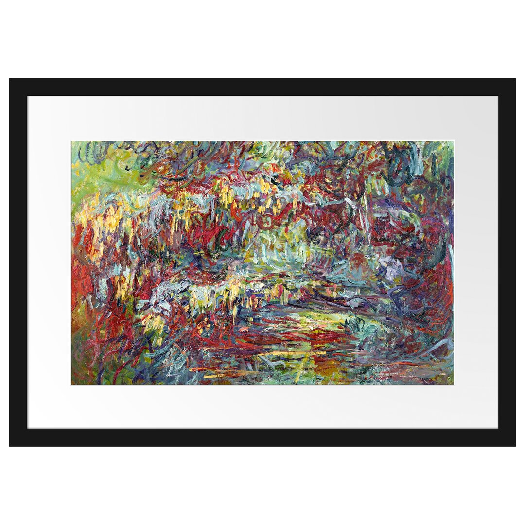 Gerahmter Kunstdruck Japanese Bridge over Lily Pond V von Claude Monet