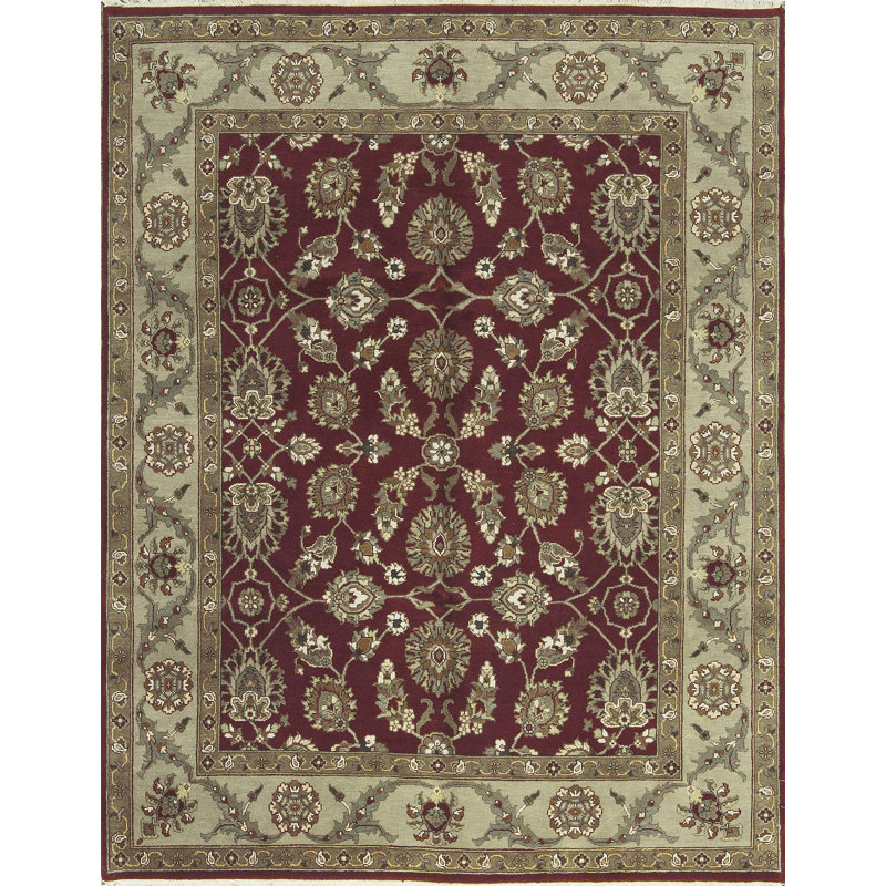 Tapis rouge et beige de haute qualité noué à la main Ziegler