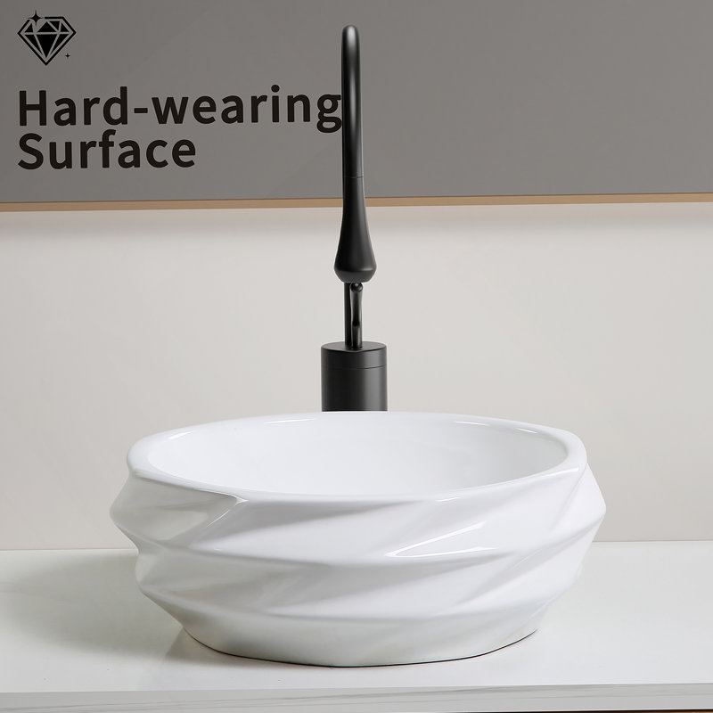 Lavabo-vasque rond en céramique pour salle de bain