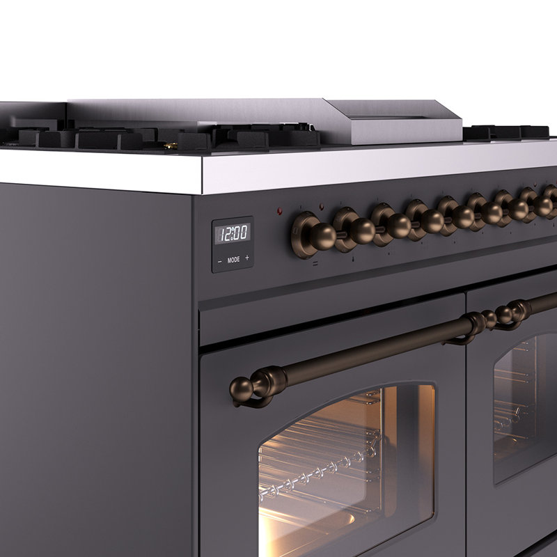 ILVE Nostalgie II 40 in Dual Fuel Range, Burgundy/Copper, Natural Gas