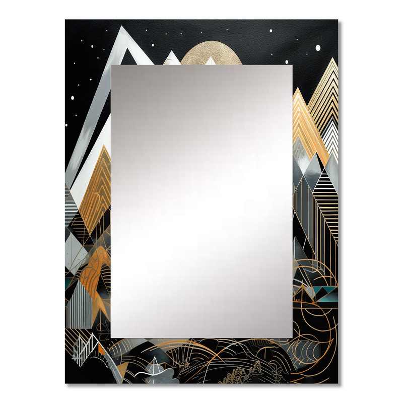Harmonie géométrique noire et dorée - miroir mural unique, impression moderne, 32 po x 24 po