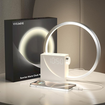 Réveil Sunrise – Lumière progressive pour les gros dormeurs, double alarme, bruit blanc et veilleuse tactile