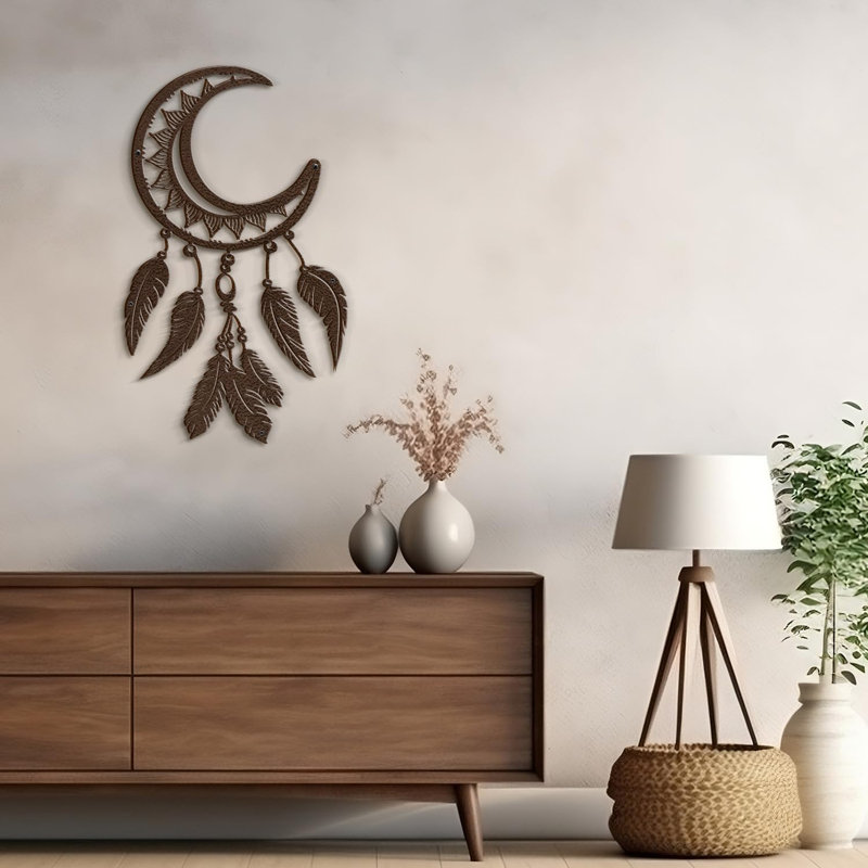 Décoration murale en métal Nordic Moon Phases, Brun, H 30 po x l 19,74 po x P 0,05 po